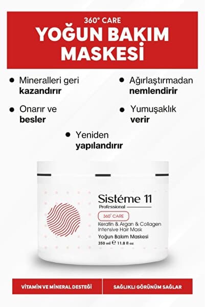 Sistéme 11 Yıpranmış Saçlar Için Intensive Repair Yoğun Bakım Maskesi 350 ml
