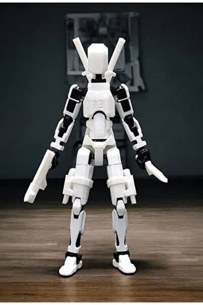 Suelo Butik Titan 13 Robot Dummy Beyaz Tüm Eklemleri Hareketli Aksiyon Figürü T13 Robot Oyuncak