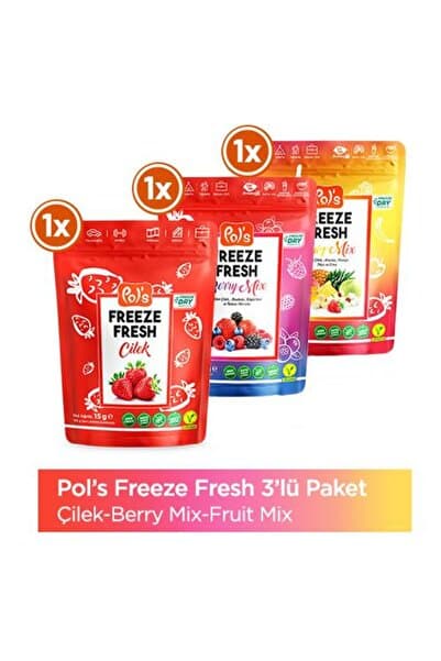 Pol's Freeze Fresh Berry Mix 16 G, Fruit Mix 20 G, Çilek 15 G