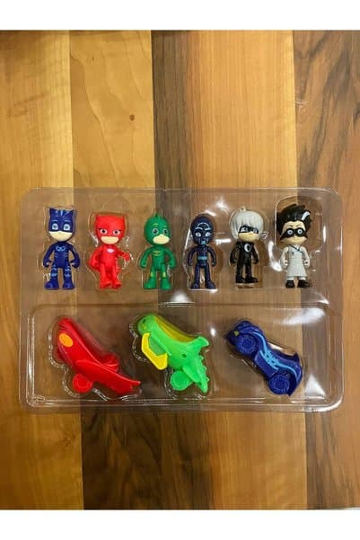 Ailenizin Oyuncakçısı Pijamaskeliler Pjmasks Figür Oyuncak Seti Arabalı 6lı Karakter Seti 9 Parça