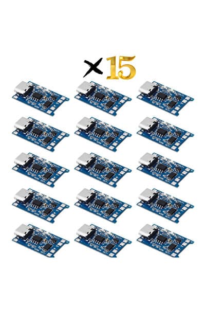 Ventatek TP4056 15 Adet Type-C Korumalı 18650 Lipo Pil Şarj Devresi
