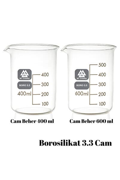 Mr. Crowley Cam Beher 400 ml ve 600 ml Kısa Form Isıya Dayanıklı Beherglas