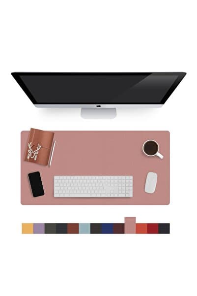 Modica Lindos - Pudra Rengi Deri Mat, Masa Pedi, Büyük Mouse Pad, Ofis Için Mat, Su Geçirmez Mat