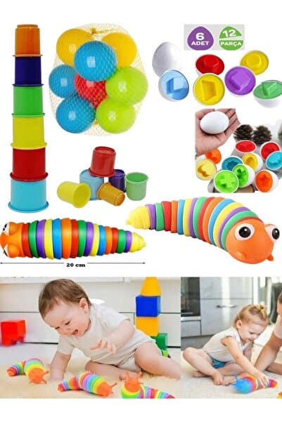 BYCEGU ESNEK SÖKÜLEBİLİR OYUNCAK TIRTIL 12 PARÇADAN OLUŞAN YUMURTA 6 PARÇADAN OLUŞAN BARDAK KULE 10ADET TOP