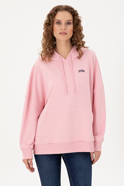 U.S. Polo Assn. Kadın Pudra Kapüşonlu Basic Sweatshirt 50297324-VR042