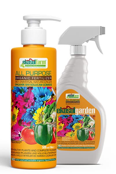 EkosolFarm Sıvı Solucan Gübresi 500 ml Tüm Bitkilerinize Organik Sıvı Gübre Pompa Kapak Sprey Şişesi Hediyeli