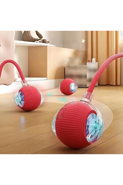 busstier Akıllı Kedi Oyuncağı, USB Şarjlı, LED Işıklı, 3 Modlu, Otomatik Yuvarlanan Top