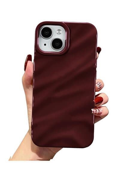 KVK PRİVACY Iphone 13-14-15 Uyumlu Kılıf Parlak Elektroliz Darbelere Karşı Dayanıklı Yumuşak Şık Kapak Bordo