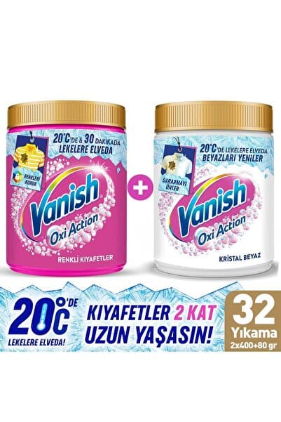 Vanish Oxi Action Deterjan Güçlendirici ve Leke Çıkarıcı Toz Beyazlar için 480 Gr + Renkliler için 480 Gr
