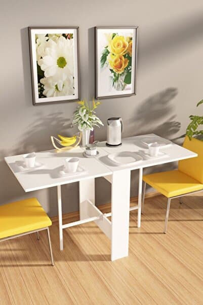 DF01101B Flamingo Pratik Katlanır Beyaz Masa Portatif Yemek ve Mutfak Masası