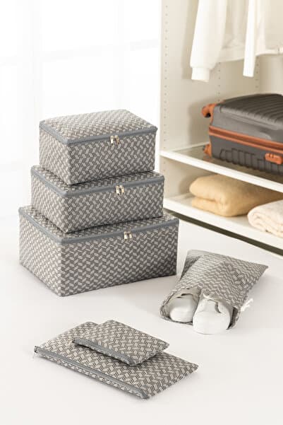 REKHOME 6'lı Balıksırtı Desenli Valiz Düzenleyici Bavul İçi Organizer Set Seyehat Hurcu