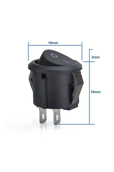 Genel Markalar 16mm Yuvarlak 2 Pin Anahtar Switch Mini Buton Kcd1 Siyah Plastik Açma Kapama On / Off