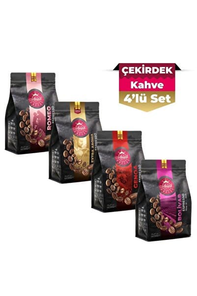Premium Espresso Çekirdek Kahve Seti | 4x1000gr | Romeo, Extra Aroma, Genoa, Bolivar