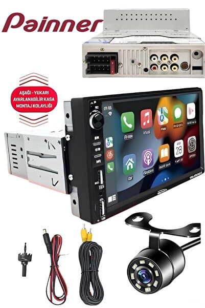 Sn-8800bt Carplay Li 7 Inç Ekranlı Double Teyp Park Kamerası Bluetooth Mp5 Mp3 Usb Sd Kart Radyo