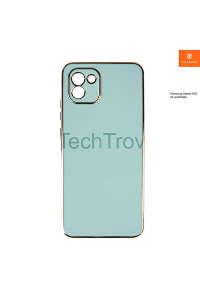 TechTrove Samsung Galaxy A03 Kılıf Altın Kenarlı Kamera Korumalı Silikon Kapak