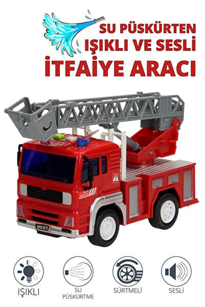 Smartfox Işıklı , Seslı ve Su Atıcılı Oyuncak İtfaiye Arabası 1:20