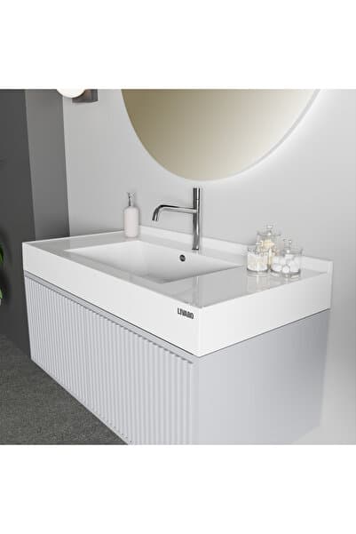 Livabo Vivia 500x1000mm,antibakteriyel,etajerli,ön Su Tutucu,arka Bütün Süpürgelikli,gizli Giderli Lavabo
