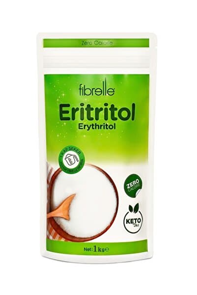 Fibrelle Eritritol Kristal Tatlandırıcı 1 kg - Kalorisiz Ketojenik Şeker Muadili / Vegan Diyet Gıdası