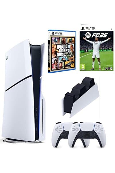 Sony Playstation 5 Slim Cd Edition + 2. DualSense Ps5 Kol + Sarj istasyonu + Fifa Fc 25 + GTA 5