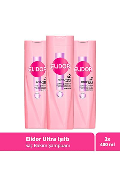 Elidor Saç Bakım Şampuanı Ultra Işıltı Yoğun Parlaklık 400 ml X3