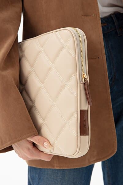 Macbook Air Pro 13 & 13.3 Inç Laptop Kılıfı Kapitone Bej