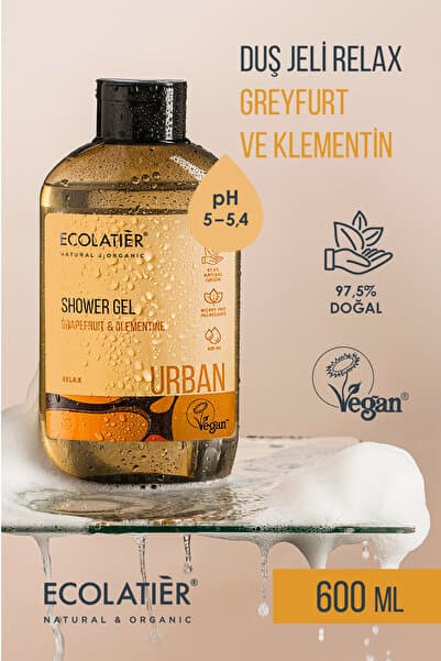 ECOLATIER Duş Jeli - Rahatlatıcı - Greyfurt ve Klementin Özlü - %97,5 Doğal İçerik - 600 ml