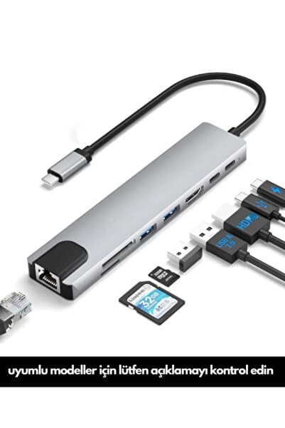 Ocado Macbook Pro Air / Laptop Usb Type-c Hub Dönüştürücü Çevirici Çoklayıcı Usb Hdmı Micro Sd 8 Girişli