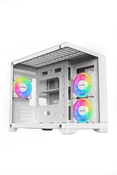 Nova Beyaz Akvaryum 3 Rgb Fanlı Temperli Cam Panel Boş M-atx Gaming Oyuncu Bilgisayar Kasası