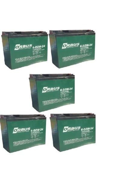 ORBUS 12V 24 AMPER (DİK) ELEKTRİKLİ BİSİKLET AKÜSÜ 5'lü PAKET