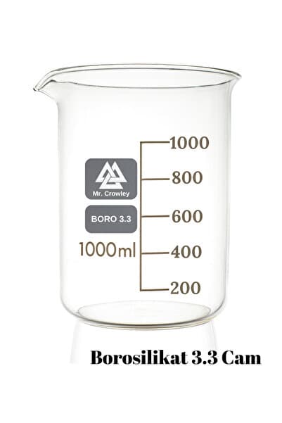 Mr. Crowley Cam Beher 1000 ml Kısa Form Isıya Dayanıklı Beherglas