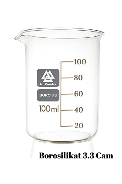 Mr. Crowley Cam Beher 100 ml Kısa Form Isıya Dayanıklı Beherglas