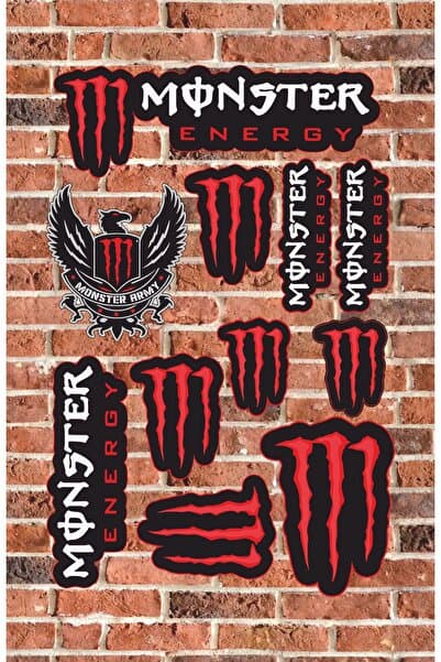 arduçlazer MONSTER EKİPMAN KASK MOTORSİKLET GRENAJ OTO BİSİKLET STİCKER SETİ