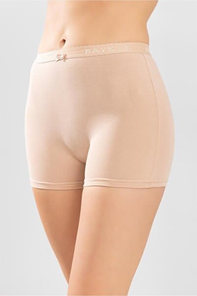 Kadın Pamuklu Likralı Boxer Şort Ten Rengi