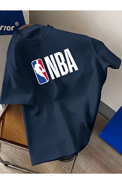 Revasser Unisex Erkek/Kadın BASKET/NBA Renkli Özel Baskılı Oversize Pamuklu Bisiklet Yaka T-Shirt Tişört