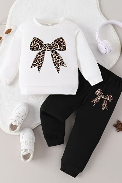 ADABEBEK Yeni Sezon Leopar Fiyonk Baskılı 2'li Bebek Takım 23434