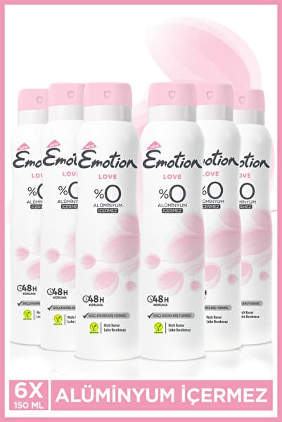 Emotion Love Kadın Alüminyumsuz Vegan Deodorant 6x150ml Hızlı Kurur, Leke Bırakmaz