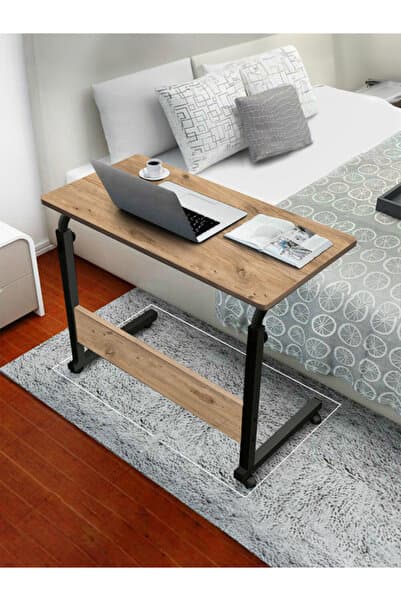 servetavcı Yükseklik Ayarlı Çalışma Masası - Atlantik Çam (TEKERLİ) 80x40 Oval Kenar