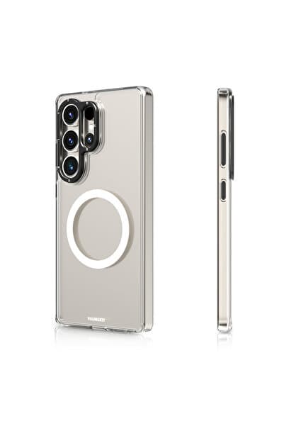 Youngkit Galaxy S25 Ultra Uyumlu Kılıf Magsafe Şarj Özellikli Cam Arka Yüzey TPU Youngkit Kapak Şeffaf