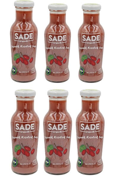 Sade Organik Kızılcık Suyu 250ml 6'lı