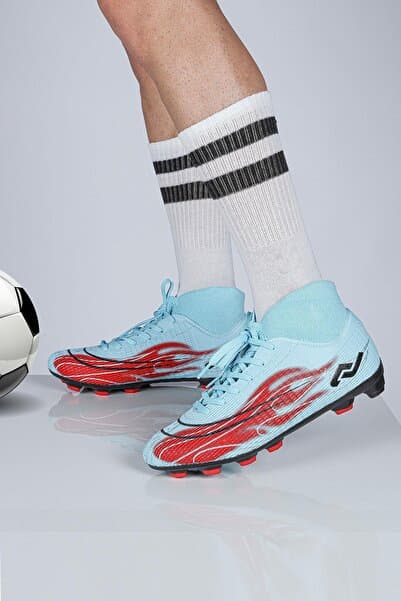 Jump 29676 Çoraplı Mavi - Kırmızı Çim Halı Saha Krampon Futbol Ayakkabısı