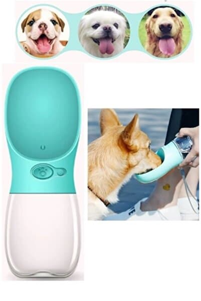 Kitchen Beauty Taşınabilir Kedi Köpek Suluğu Seyahat Su Şişesi Kaseli Emniyetli Sızdırmaz Kutulu 350ml