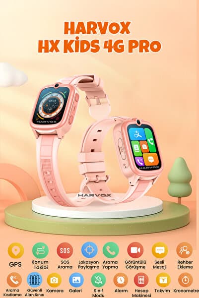 HARVOX HX Kids 4G Pro Sim Kartlı Gps Akıllı Çocuk Saati Konum Takibi Arama Konuşma 4G Destekli