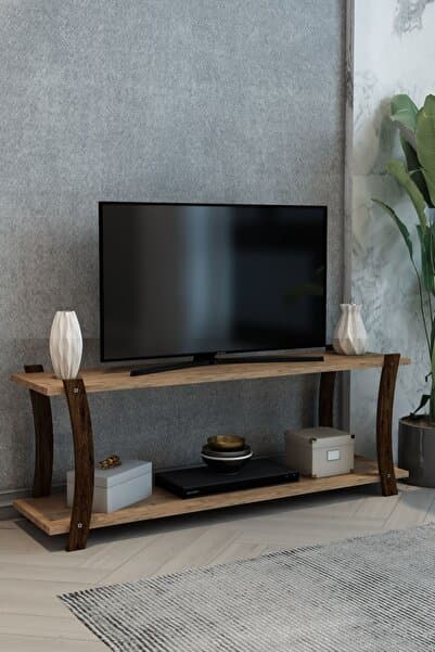 Lova Çam Ahşap Raflı Televizyon Sehpası, Tv Ünitesi, Tv Sehpası – 120x30 Cm – Şık Ve Ergonomik
