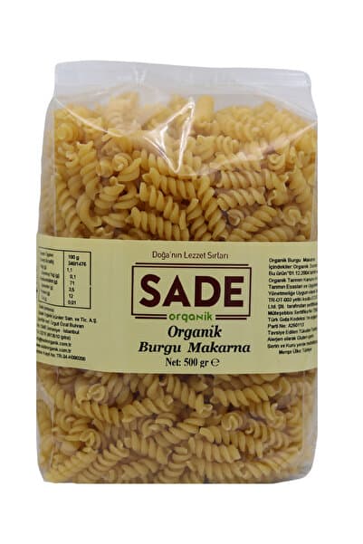 Sade Organik Burgu Makarna 500 Gr