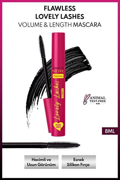 Note Cosmetics Flawless Lovely Hacim ve Uzatma Etkili Maskara - Siyah