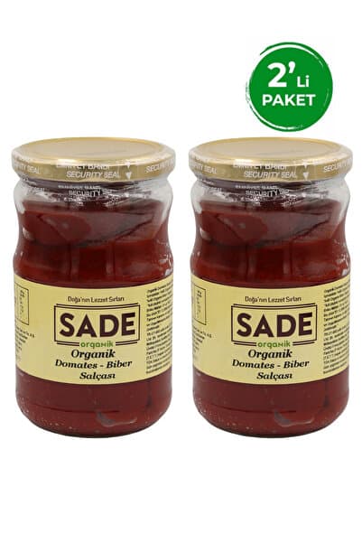 Sade Organik Domates ve Biber Karışık Salça 650 gr 2'li Paket
