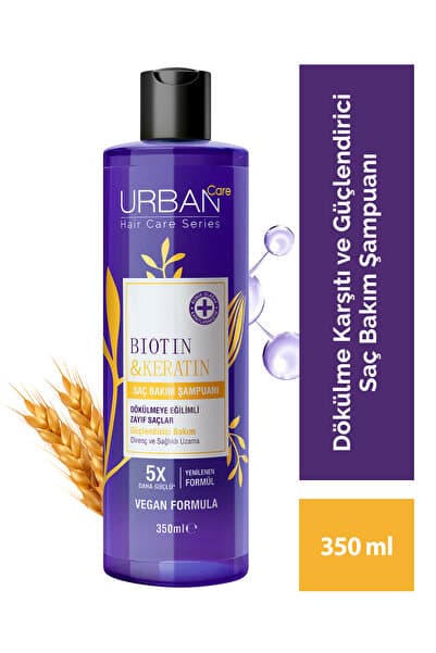 Urban Care Biotin & Keratin Dökülme Karşıtı ve Sağlıklı Uzamaya Yardımcı Saç Bakım Şampuanı-350 ml-vegan 86806