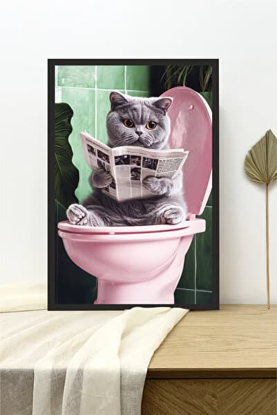 Cadran Kedi tasarımlı Çerçeve Görünümlü Mdf Tablo