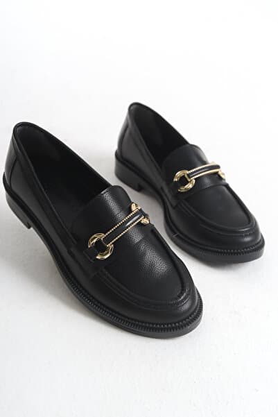 Entella Store Kadın Loafer KEMER TOKA Siyah Günlük Ayakkabı