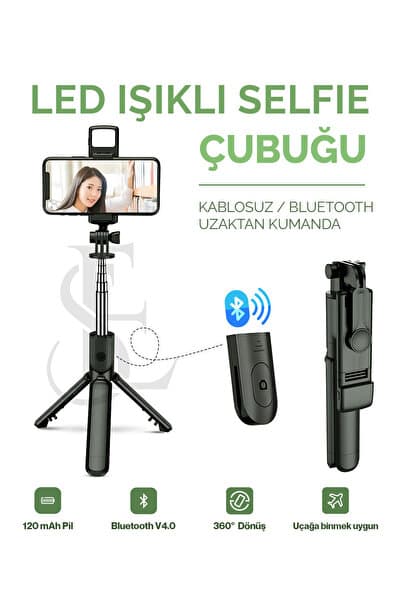 Led Işıklı Selfie Çubuğu Bluetooth Kumandalı Kablosuz Tripot Selfie Monopod Selfie Stick